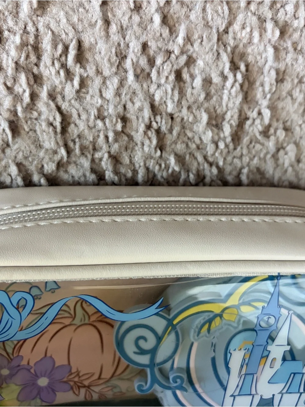 Disney Clear Cosmetic Bag with Pastel Pink Pumpkins & Blue Castle